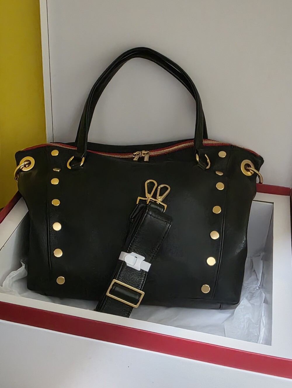 Hammitt Black Leather Large Daniel Bag with Gold Hardware